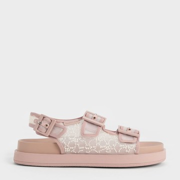 網紗雙帶厚底涼鞋