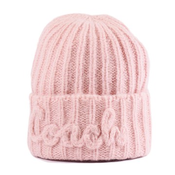 COACH 女款 Script 針織羊毛帽-粉色