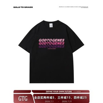GTG原創歐美潮牌字母印花短袖t恤男青少年夏季體恤情侶半袖上衣