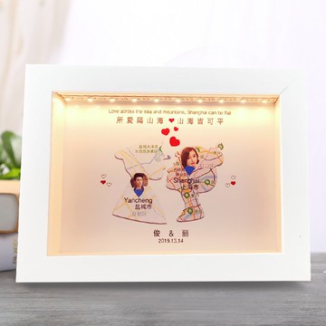 七夕情人節情侶異地戀驚喜送男女朋友diy軍戀地圖生日禮物.節