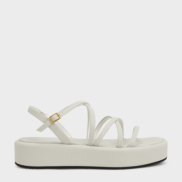 交叉帶厚底涼鞋