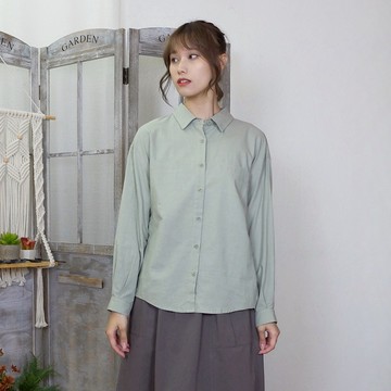 花木馬日系女裝寬鬆落肩前短後長百搭襯衫