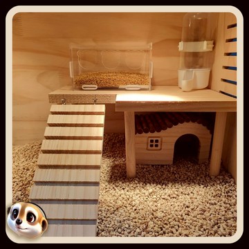 【XL-LX】倉鼠房子 二層平台 造景用品 圍欄 金絲熊 躲避屋 蘆丁雞 實木裝飾小屋