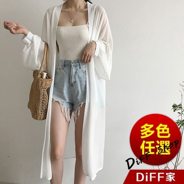 【DIFF】韓版氣質蝙蝠袖長版防曬外套 上衣 女裝 衣服 外套 長袖上衣 短版外套  薄外套 罩衫 防曬外套【J343】