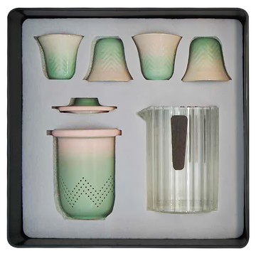 粗陶炫彩旅行茶具套組  漸層粉色  1組  CAKN0154PK