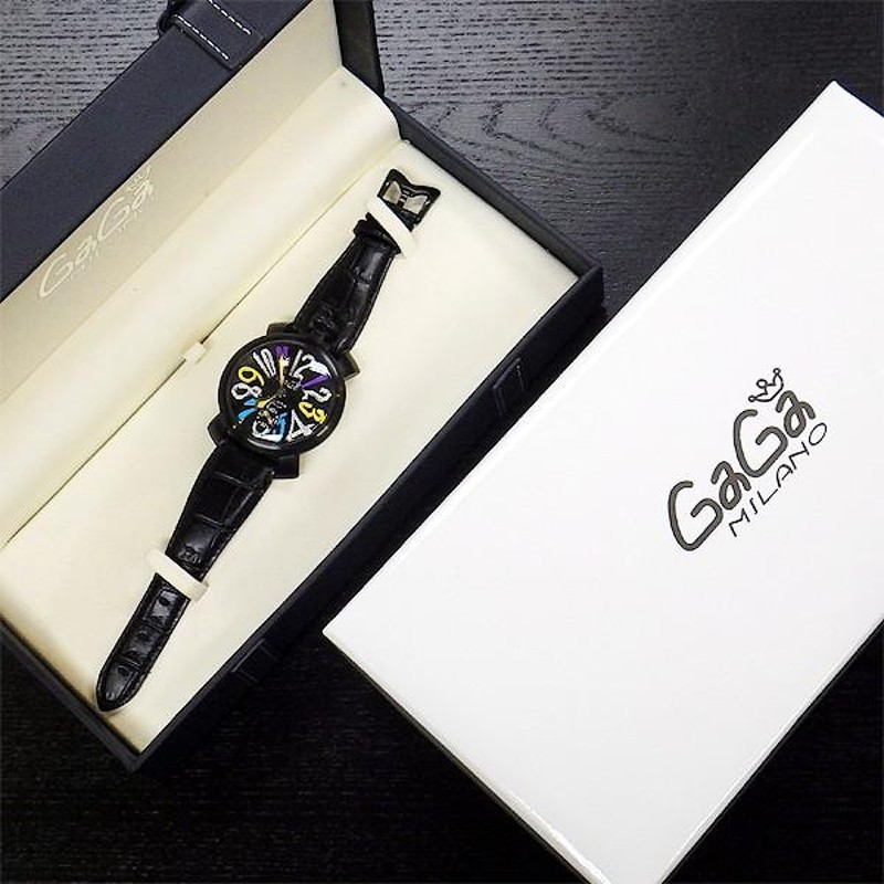 GAGA MILANO ガガミラノ マヌアーレ 48mm ブラックPVDカーボン 数字ダイヤモンド マルチカラー | LINEブランドカタログ