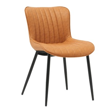 E-home Delton道爾頓直紋PU面黑腳休閒餐椅-兩色可選棕色