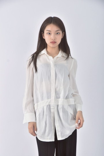 (S) jeoujin質感棉質純棉白色長袖上衣