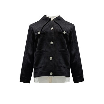 TOORDER黑色特殊紋理金屬釦外套