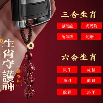 🙏🏻紫南宮過爐 開光🙏🏻2026年馬年-朱砂生肖守護神鑰匙扣 三合六合汽車鑰匙扣掛件 本命年化太歲辟邪 禮物