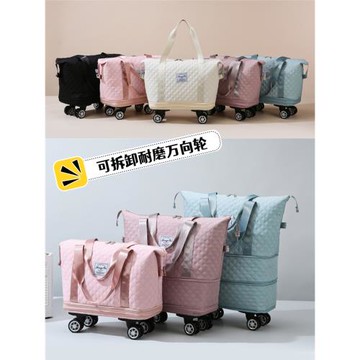 帶輪子行李袋萬向滑輪短途旅行箱包可擴展折疊女輕便大容量拉桿包