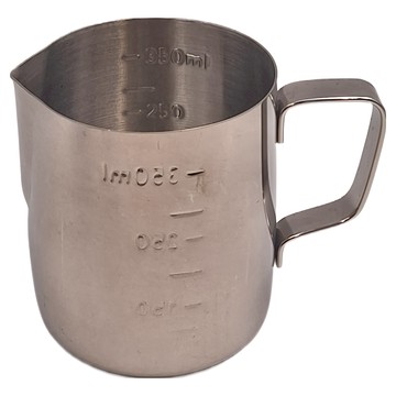 FANCY LIFE 不鏽鋼拉花杯 350ml  內外雙刻度款 銀色  1個