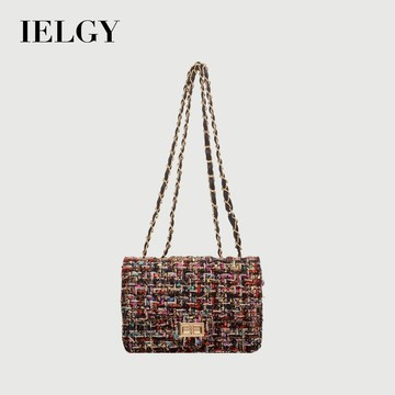 IELGY 女款韓版時尚百搭鏈條羊毛斜挎包