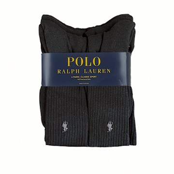Polo Ralph Lauren RL 熱銷刺繡小馬長襪-6件組-黑色