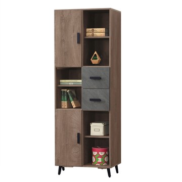 【文創集】可洛 雙色2尺二門二抽書櫃-60x40x192cm免組