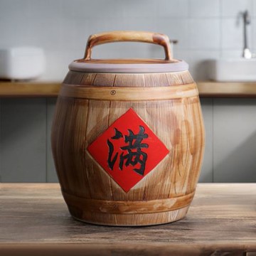 家用陶瓷米缸米箱帶蓋10斤20斤30斤50斤景德鎮5kg密封防潮米桶