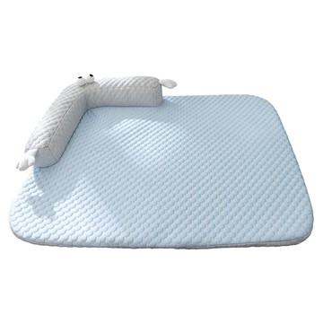 SassyDog 冷感豆豆 方形大眼 冰絲床墊  藍色  M(55 x 40cm)  1個