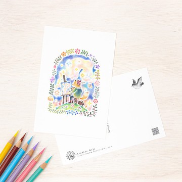 5張一組。如同繪本般的明信片「描繪銀河的畫家」 PC-356