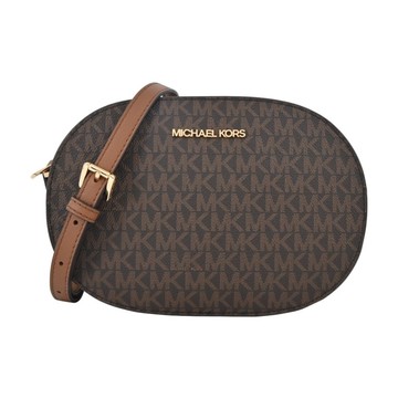 MICHAEL KORS JET SET 滿版PVC橢圓形斜背包-中/咖35S1GTVC6B-54BR