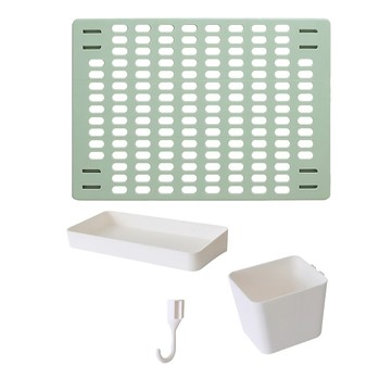 免打孔家用洞洞板置物架8件套(42x30cm)-洞洞板-綠 配件-白  1入