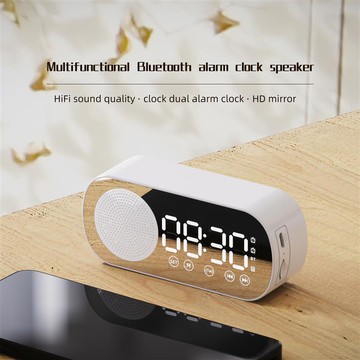 48h出貨丶新款新款智能音箱音響禮品鬧鐘鏡面時鐘音響小音箱跨
