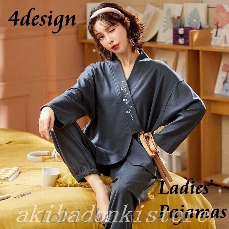 パジャマ上下セットレディース長袖長ズボンvネック寝巻女性寝間着甚平風着物風前開き大きいサイズロゴ無地ロングパンツルーム 通販 Lineポイント最大0 5 Get Lineショッピング