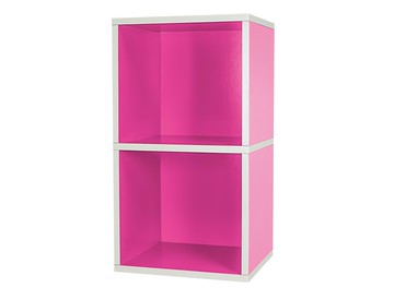 PMU 必美優 紙製二格置物櫃 無毒紙家具 輕量又環保 DIY組裝  34*28.7*66.4cm  粉色  1件