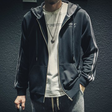 春秋開衫衛衣男寬松連帽潮牌ins大碼上衣春季潮流拉鏈休閑外套潮