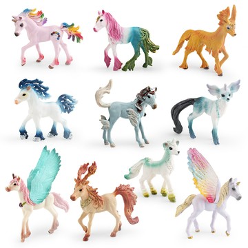 🌈「動物世界」歐洲神話飛馬獨角獸精靈馬兒童動物模型鹿狐狸靜態神獸擺件