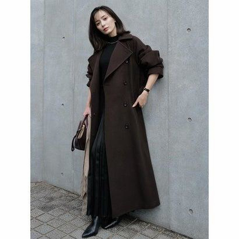 Anuans ウールブレンドフレアトレンチコート(F BEIGE