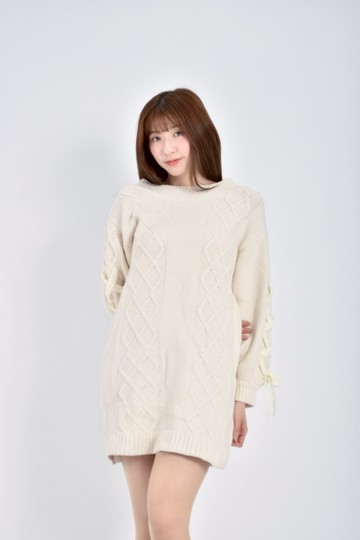 (M) majestic legon質感棉質針織長袖白色洋裝