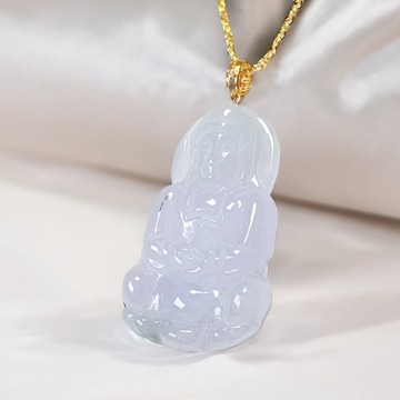 【母親節特惠】冰飄花觀音菩薩項鍊18K金 | 天然緬甸翡翠 | 送禮