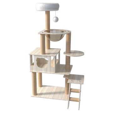 毛皇上 頂天立地貓爬架 原木A款 Y-1  天然麻繩色/木纹色  1組