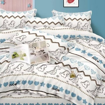 台灣 AGAPE 100%舒柔棉床包 + 枕套 台灣製  單人  恐龍心語