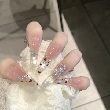 [一眼心動】純手工穿戴甲 高級爆閃氛圍顯白法式愛心氣質貓眼美甲貼片 韓國熱門爆款美甲片