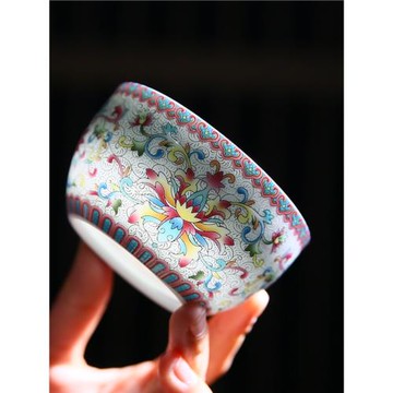 琺瑯彩茶杯主人杯單杯個人專用喝茶品茗杯茶具高端陶瓷送禮