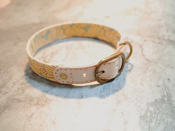 狗 項圈 L號 黃色 雛菊花海 附鈴鐺 可加購吊牌