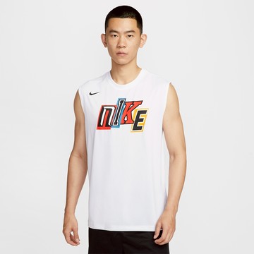 NIKE DRY ICON 白 印花 透氣 無袖 籃球 休閒 運動背心 男款【IH9264-100】