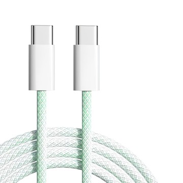 理享家 彩色編織快充傳輸線 Type-C to Type-C PD 60W 1米 綠色 2條  1組
