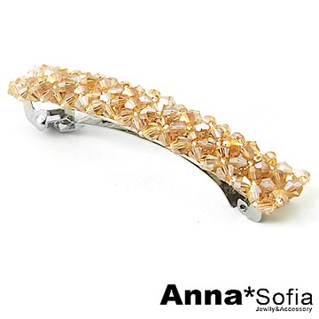 AnnaSofia 簡約晶彩 純手工髮夾(香檳)