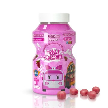 軟糖QQ糖 樹飛雪 POLI D+鈣草莓益菌球罐裝300g/罐