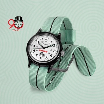 【TIMEX】天美時 x Monopoly MK1 36 毫米 桌游 地產大亨 大富翁 聯名手錶(白x綠TXTW2Y47100)