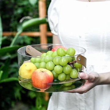 ins小清新高端透明果盤高顏值時尚家居手提果籃日式干果盆最新款