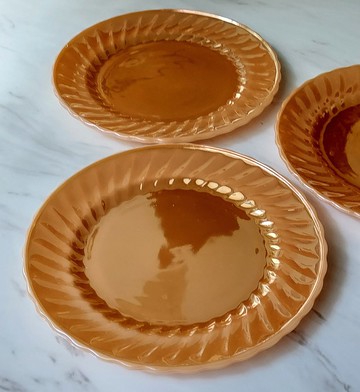 老美國奶茶金牛奶玻璃盤老品全新 溫潤如玉