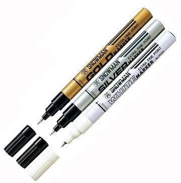 雪人牌油漆筆EXTRA FINE(極細) 0.5m/m (金.銀.白.黑)