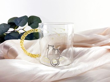 【萌寵來襲】幸福貓咪玻璃杯-伴 送軟木杯墊