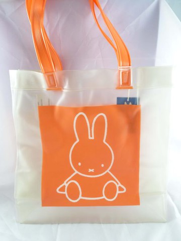 【震撼精品百貨】Miffy 米菲兔米飛兔 色格長型防水透明手提袋 橘&藍  震撼日式精品百貨