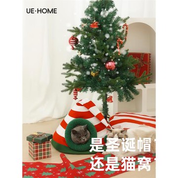 冬季保暖封閉式安全感圣誕貓窩寵物窩深度睡眠貓咪躲避屋貓屋子