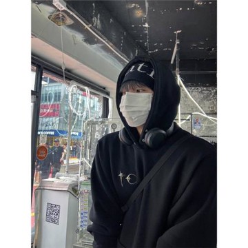 Thug Club樸宰范同款星月金屬設計帽衫男女情侶衛衣外套vibe韓