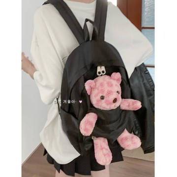 尼龍布雙肩包包女2023新款潮學生休閑泰迪熊背包百搭多功能書包